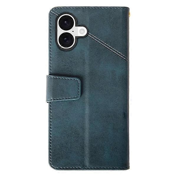 IDEWEI Kompatibel med iPhone 16 Fodral Läder Plånbok Telefonfodral Stativ Kalvstruktur Blå