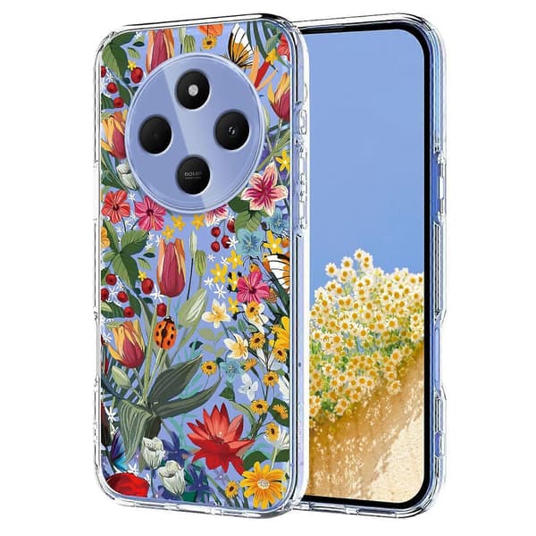 Blomstermønster Malet TPU Telefoncover til Redmi 14C / Poco C75