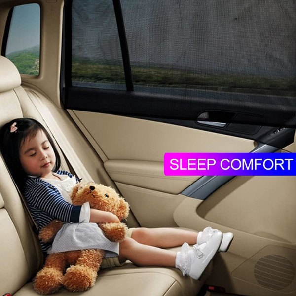 Universal solskydd för bilfönster, 2-pack solskydd för bakre sidorutor i bilen för baby familj husdjur, solskydd för bilfönster passar de flesta bilar/SUV:ar