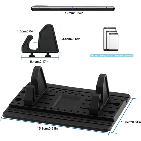 Bilhållare för mobiltelefon med ventilationsborste, universell silikonbilhållare för mobiltelefon, halkfri bilhållare för mobiltelefon, GPS-monteringsmatta