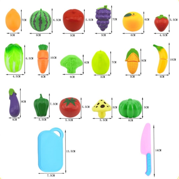 24 stk/sæt Køkkenlegetøj Børn skærer grøntsager Frugtlegetøj