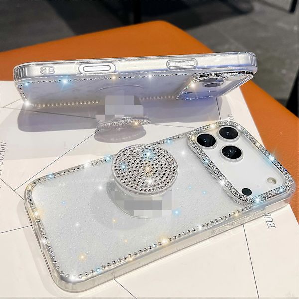 Diamantglitter Diamant Rund Hållare Mobilskal För iPhone 17 Pro Max A