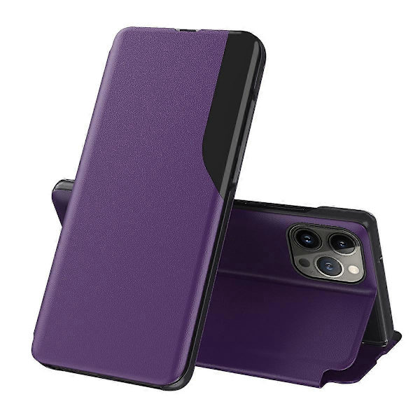 För iPhone 14 Plus Telefonfodral Folio Flip PU Läder Stativskydd