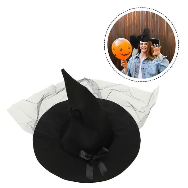 Heksehat Halloweenhat til festdekoration, sort farve A