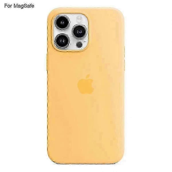 ?for iPhone 15 Pro Magsafe Flytende Silikondeksel Støtsikker Forbedret grep Fallbeskyttelse Slank design-jinmu3 (Gul)