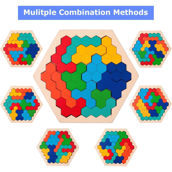 Puinen kuusikulmiopalapeli - Aivopähkinälelu Geometria Logiikka IQ-peli