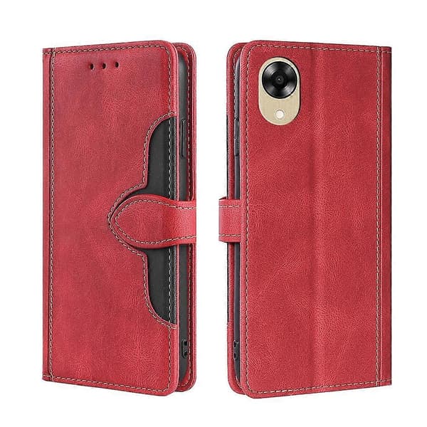Til OPPO A17k Skin Feel Magnetisk Spænde Læder Telefoncover Sort