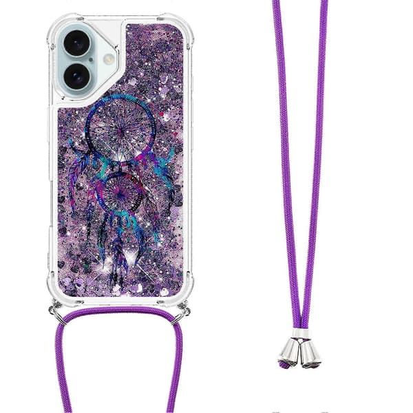 For iPhone 16 Plus TPU-deksel med snor, Quicksand-mønster, telefondeksel A