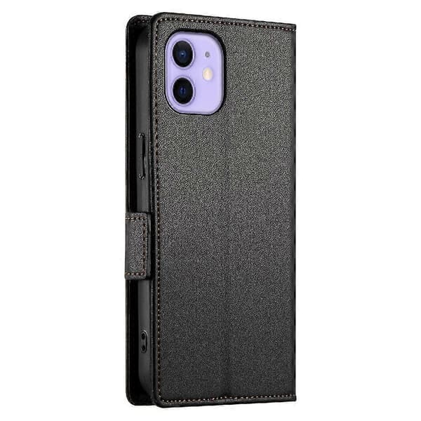 Flip-etui til iPhone 12, kortpladser, daglig brug, pung, forretning, flip-sort