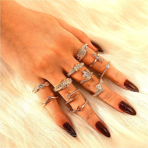 Women Rings Set Knuckle Rings Gold Bohemian Rings for Girls