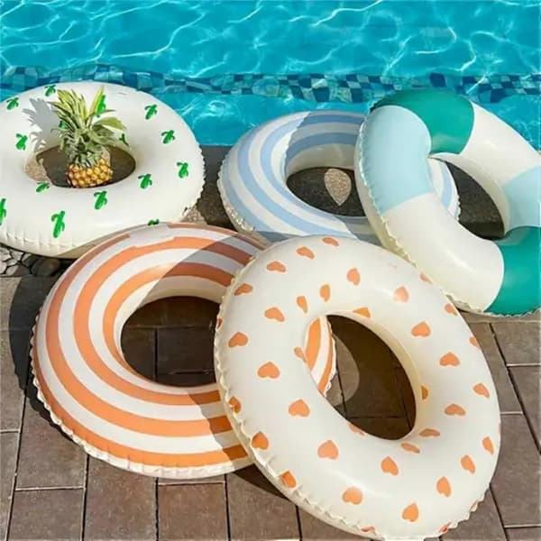Pool Floats Simringar för barn, uppblåsbara strandrör Flytleksaker för barn och vuxna - Lollipop-Blå A