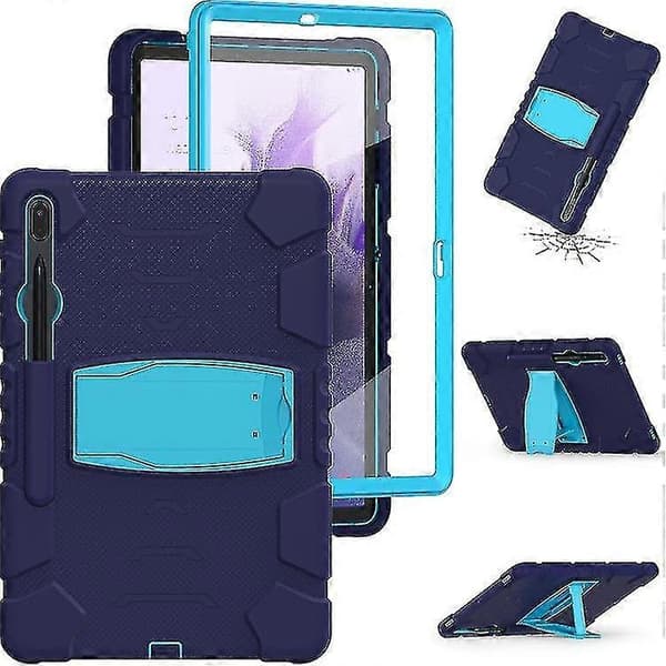 För Samsung Galaxy Tab S7+/ Tab S7 Fe / Tab S8+ 3-lagers skyddsskärmram + PC + silikonkombinationsfodral med hållare A