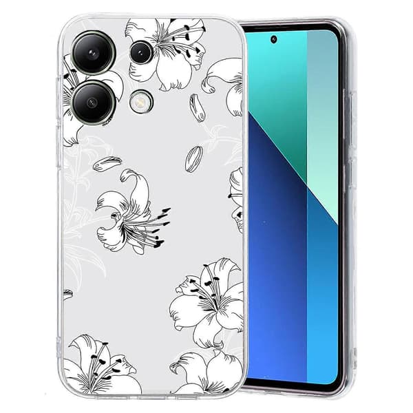 För Xiaomi Redmi Note 13 Pro 4G/Poco M6 Pro 4G TPU-telefonfodral Mönstertryck Vit Blomma