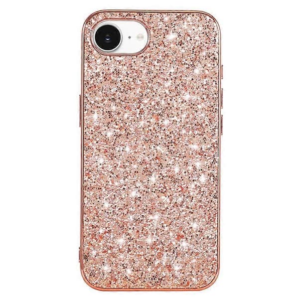 Kompatibel med iPhone 16e-deksel TPU + PC glitrende glittertelefonbakdeksel RosaGull