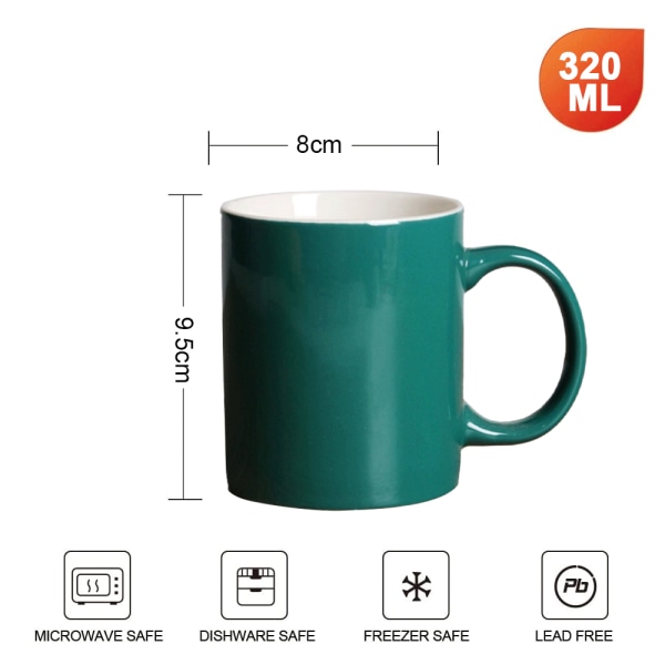 320 ml keramisk kopp, tåler oppvaskmaskin og mikrobølgeovn, kaffekopp,