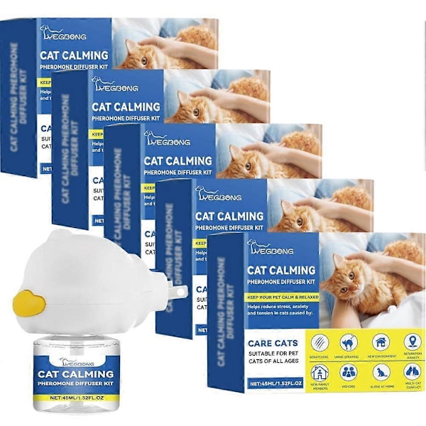 45 ml kat beroligende diffuser kat følelsesdiffuser langvarig feromon plug-in afslappende kat ro afslappende reducerer slåskampe (5 stk.)