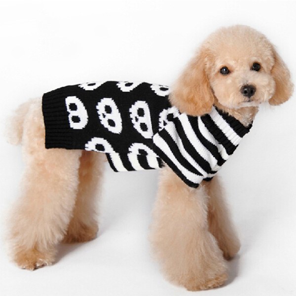 Halloween kjæledyr genser skalle stripe erme katt hund klær kjæledyr