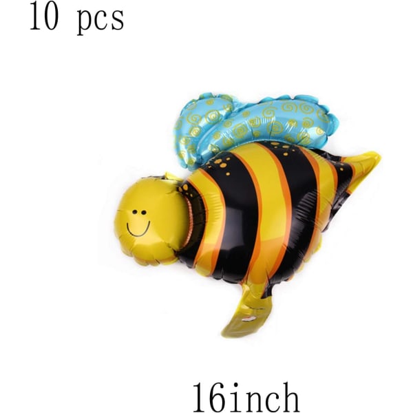 10 kpl 16 tuuman "Happy Bee Day" -foliopallo Mylar Bee Balloon