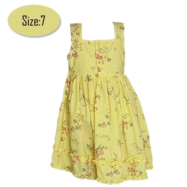 Liten gul flicka blommig prinsessklänning