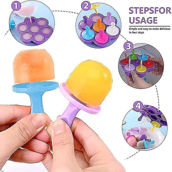 Silikone ispindeform sæt af silikone ispindeform isforme med farverige plastikpinde non-stick isterningbakker DIY frosne ispopforme A