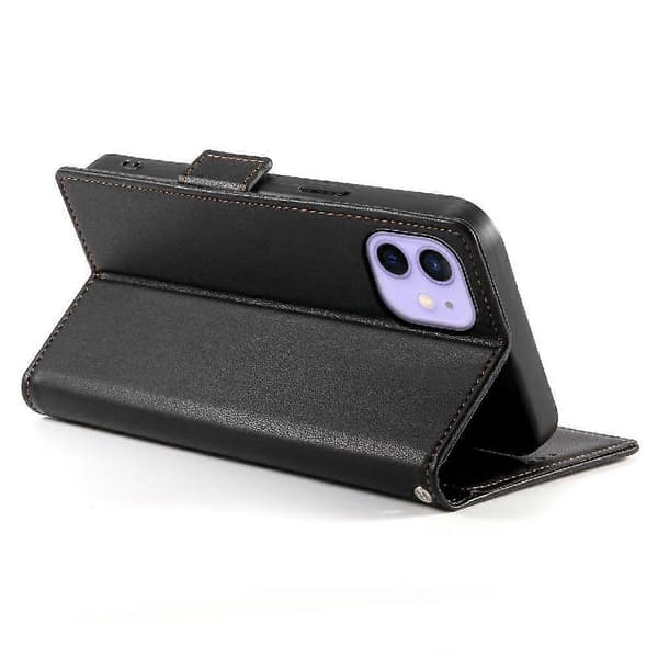 Flip-etui til iPhone 12, kortpladser, daglig brug, pung, forretning, flip-sort