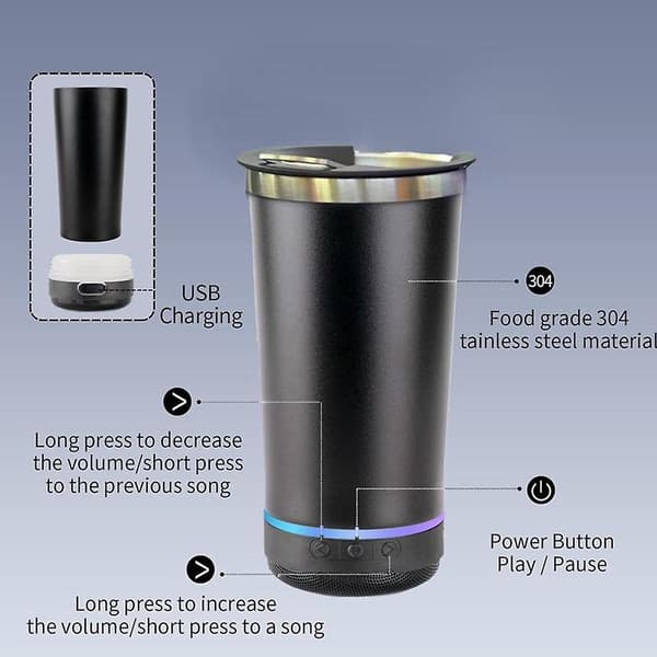 16oz Bluetooth-kompatibel högtalare ölmugg 3D stereomusik högtalare vattenkopp för hemresor kontor A