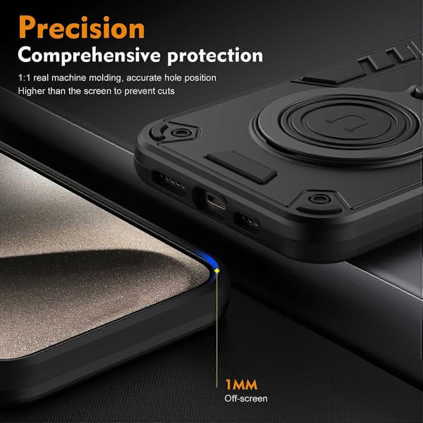 For ZTE Blade A35 Deksel Roterbart Støtteben PC+TPU Fallbeskyttelse Telefondeksel