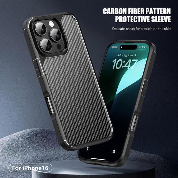 iPAKY Pioneer Series kolfiber PC+TPU telefonfodral (för iPhone 16)