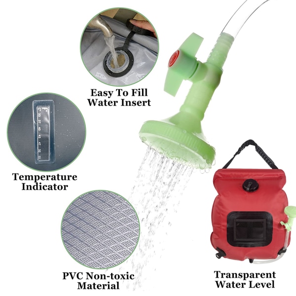 Utendørs solcelledusjpose badepose camping badevannsoppbevaringspose
