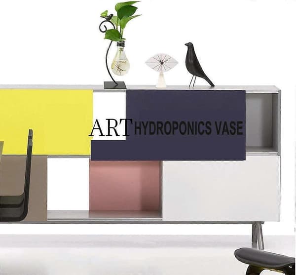 Skrivbordsvas i glas för hydroponisk odling, vas med hållare för heminredning A