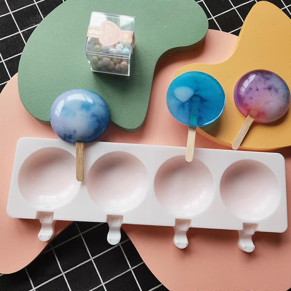 4-håls silikonform för glass, isbitsform, chokladglassformar, DIY-form A