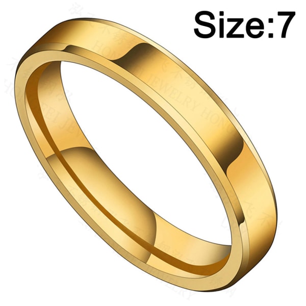 Klassisk trefarvet ring, enkel smal version 4 mm affaset glat