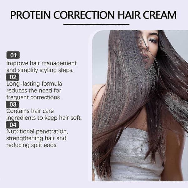 Professionell Proteinuträtningskräm - Långvarig, Närande Hårutjämningslösning med Värmeskydd för Silkeslent, Hanterbart och Resistent Hår A