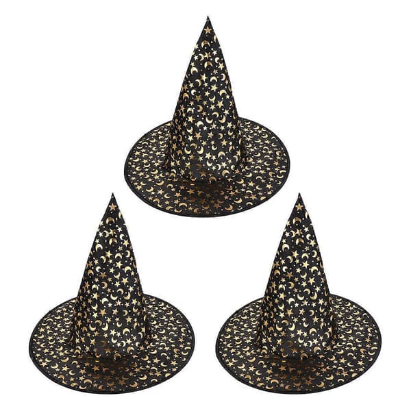 Mössa för kvinnor Klassisk svart och guld stil Halloweenhatt Halloweenfester 3 st A