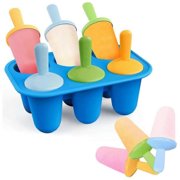 Popsicles forme silikone, 6 stk. isforme, mini småbørnsisforme med pinde, hjemmelavet lille P A