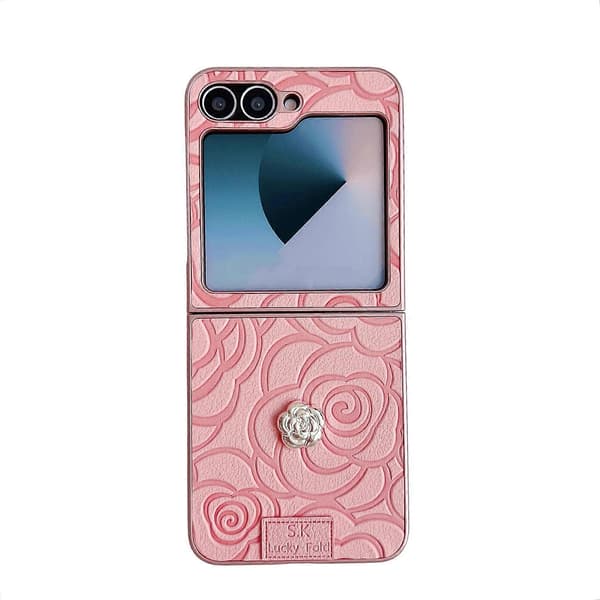 3D Camellia Pläd Tyg DIY PC Telefonfodral Rosa