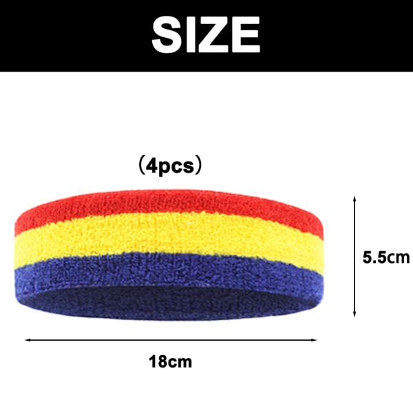 4 stk Sports elastisk beskyttende pandebånd Strikket pandebånd håndklæde