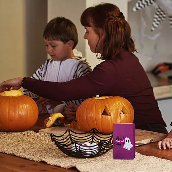 30 st Halloween godispåsar i kohud med platt ficka, roliga kreativa presentpåsar