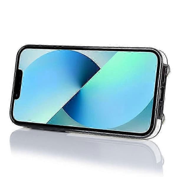 Blixtlåsplånbok Telefonfodral Kompatibel med iPhone 13 mini PU-läderbelagd TPU Roterande Ring Kickstand Telefonfodral A