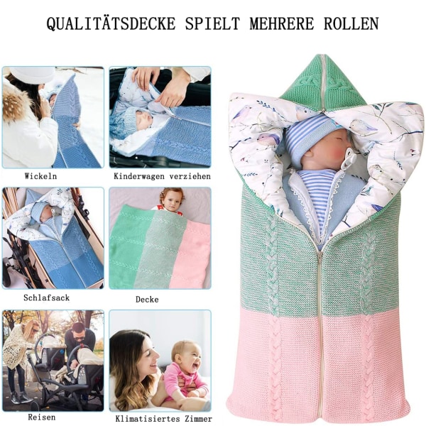 Nyfödd Bunting Bag Baby Sovsäck Swaddle Varm Vinterfilt Kuvert Dragkedja