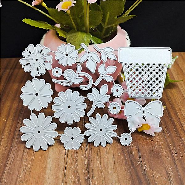 Blomma metallskärningsformar växter präglingsmapp stencil mall set 3D scrapbooking stansform A