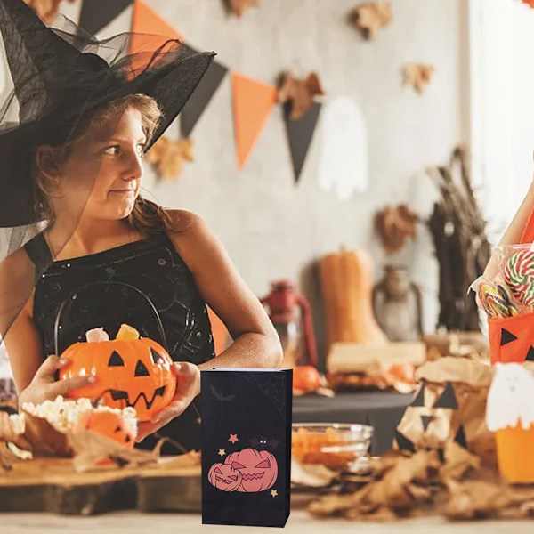 30 st Halloween godispåsar kohud platt ficka Halloween skämt eller godis godis gag presentpåse