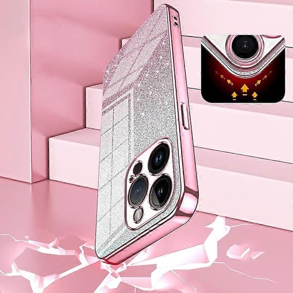 För iPhone 14 Pro Mobilskal Gradient Glitter Exakta Utskärningar Anti-rep TPU-fodral A