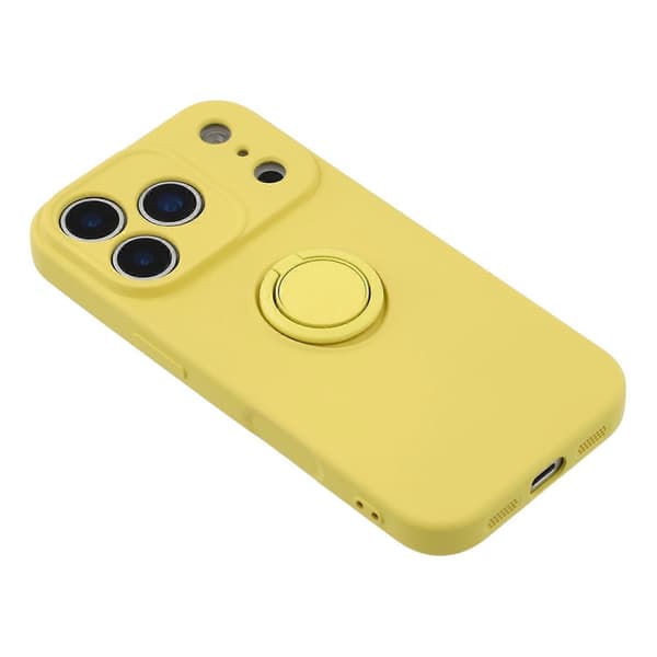 For iPhone 17 Pro Max silikondeksel med stroppringstativ telefondeksel (gul, gul)