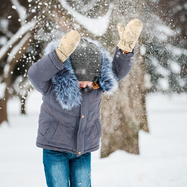 Barnens printed höst och vinter varma handskar,