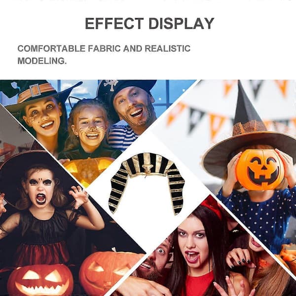 Halloween egyptisk hatt, gyllen faraohatt, hodeplagg for voksne A