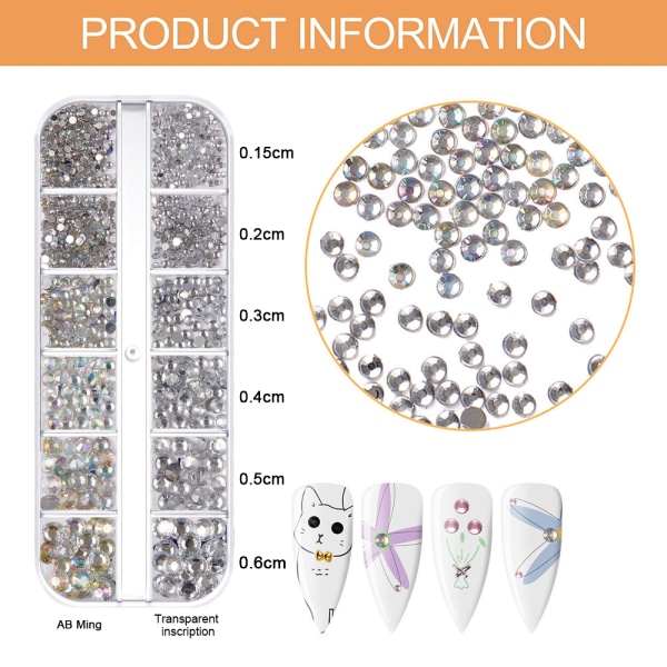 Neglepynt, Rhinestones for Nails Fargerike Negle Rhinestones