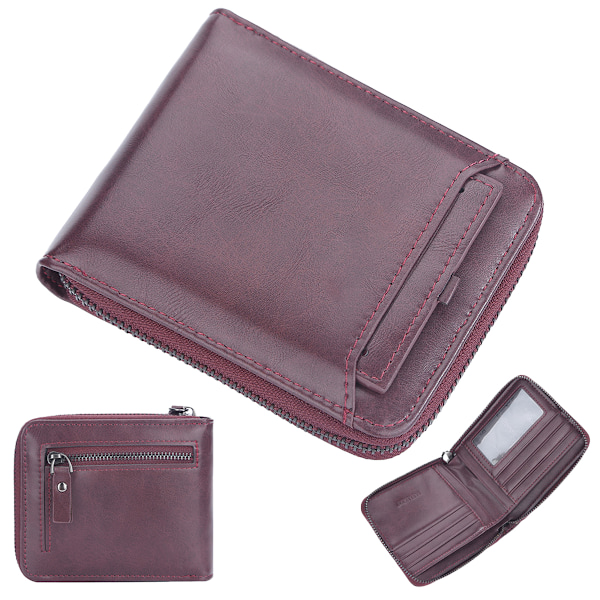 Plånbok för män med 9 kreditkortsfack Läderpengaclip Herrplånbok Bifold Minimalistisk ficka