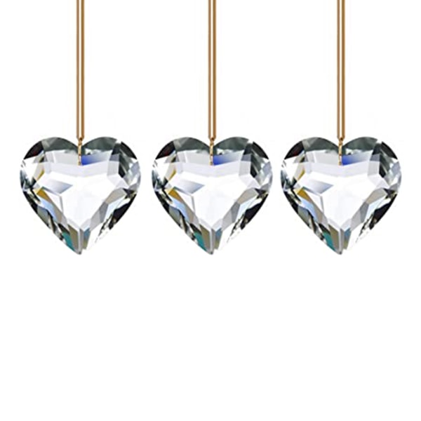 3 kpl Crystal Heart Prismat kattokruunulle, ikkunalle, puutarhaan,