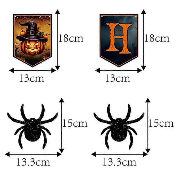 Halloween Veggdekorasjon 12 stk Edderkoppkort + Limprikker A